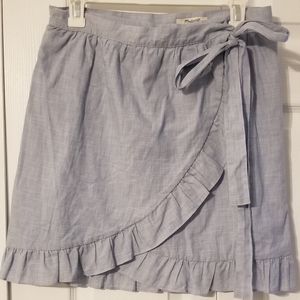 Madewell light blue wrap skirt
